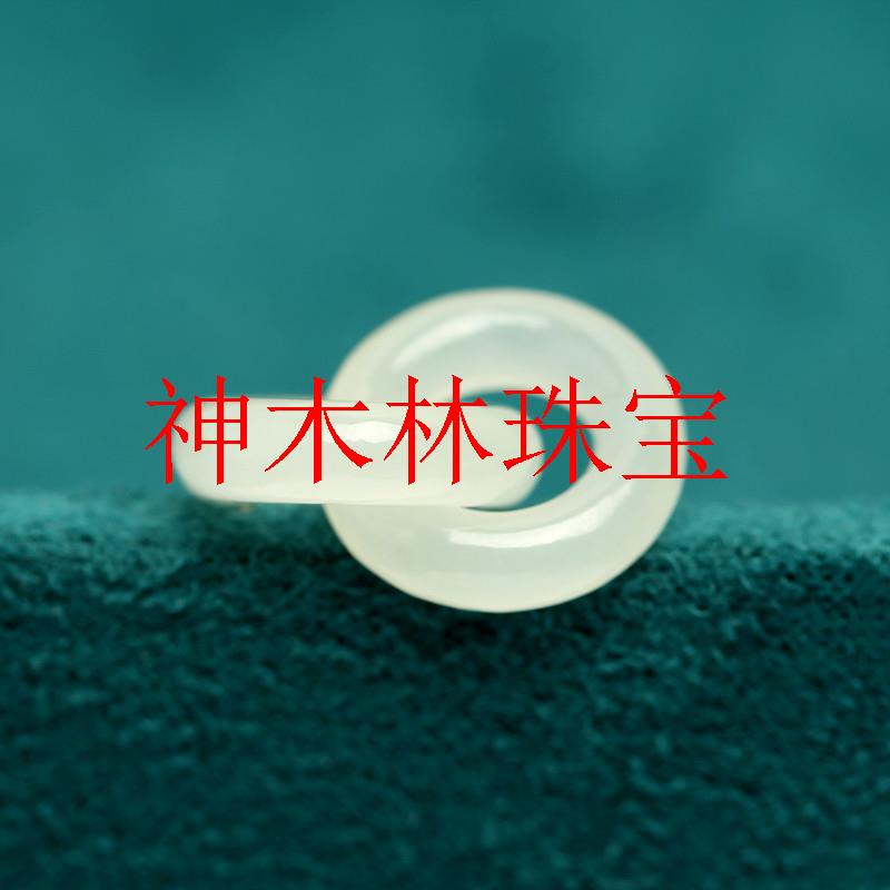 和田玉环环相扣冰晴水新疆耳饰手工配饰男女款湖水绿双环锁骨项链