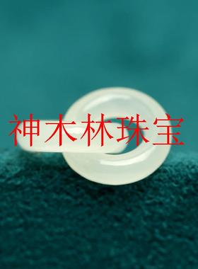 和田玉环环相扣冰晴水新疆耳饰手工配饰男女款湖水绿双环锁骨项链