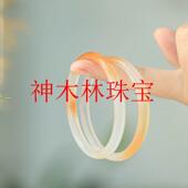 玉髓玛瑙渐变橘色飘花叮当镯美人条少女年轻款 半山半水冰种细圆条