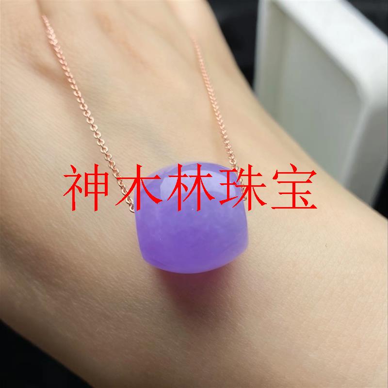 缅甸翡翠色玉石路路通吊坠紫罗兰冰糯种转运珠平安钠财男女款项链