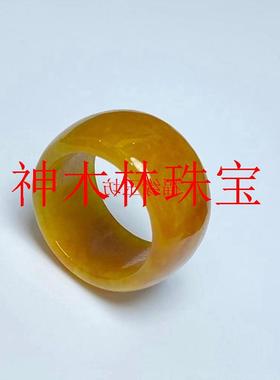 缅甸高端精品翡翠色黄翡戒指霸气