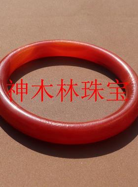 精品特色民族风宝山冰种南红玛瑙经典圆条女士简约复古手镯手饰