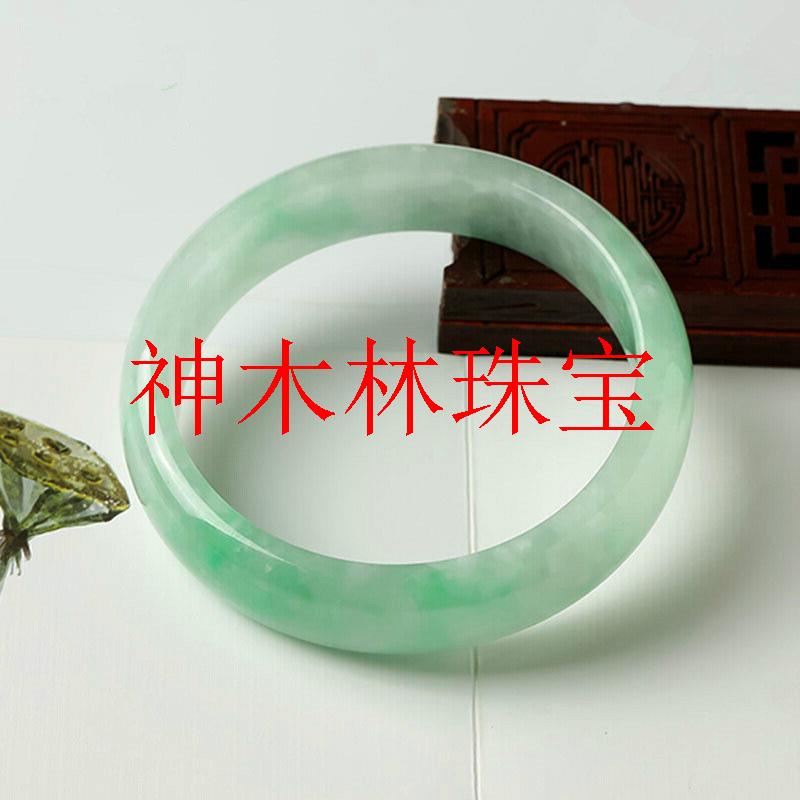 缅甸翡翠色玉镯子冰糯种飘阳绿手镯水润清透老坑飘花玉镯古风女款