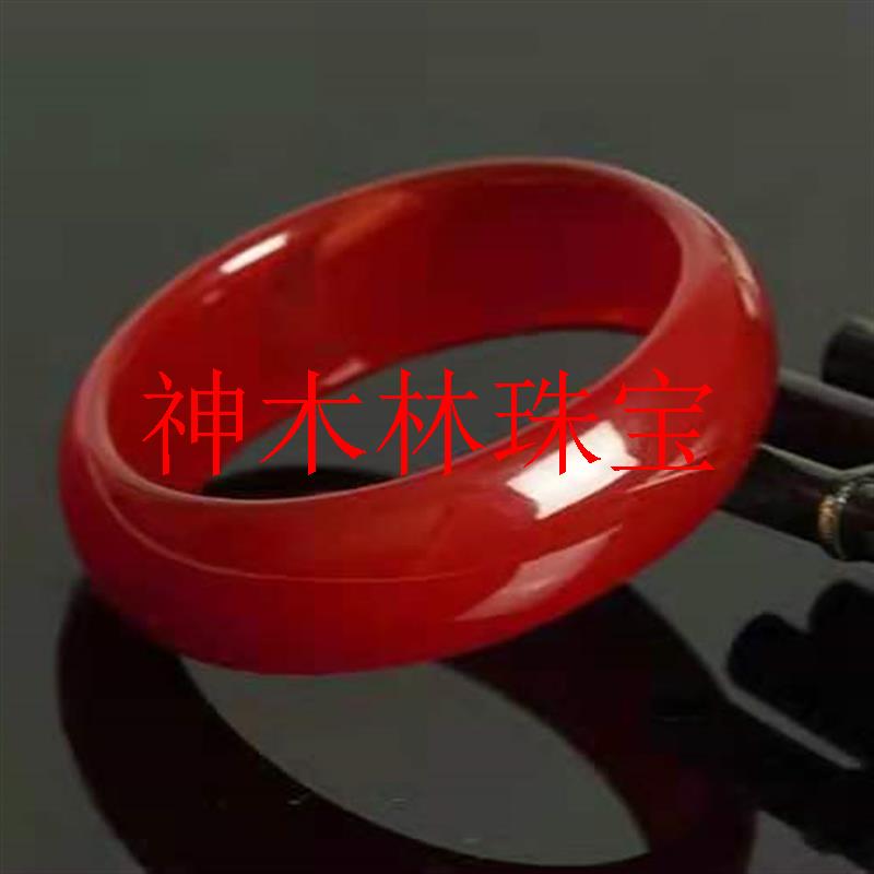 高端精品红色玛瑙手镯玉髓镯子加宽加厚玉石镯子民族风大气送礼品