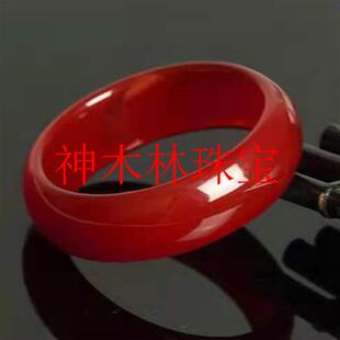 高端精品红色玛瑙手镯玉髓镯子加宽加厚玉石镯子民族风大气送礼品