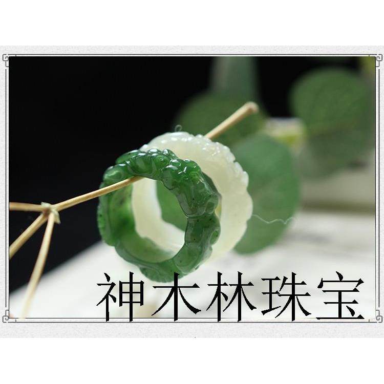 精品新疆和田玉白玉貔貅戒指精雕糖玉烟紫碧玉貔貅指环高档男女款