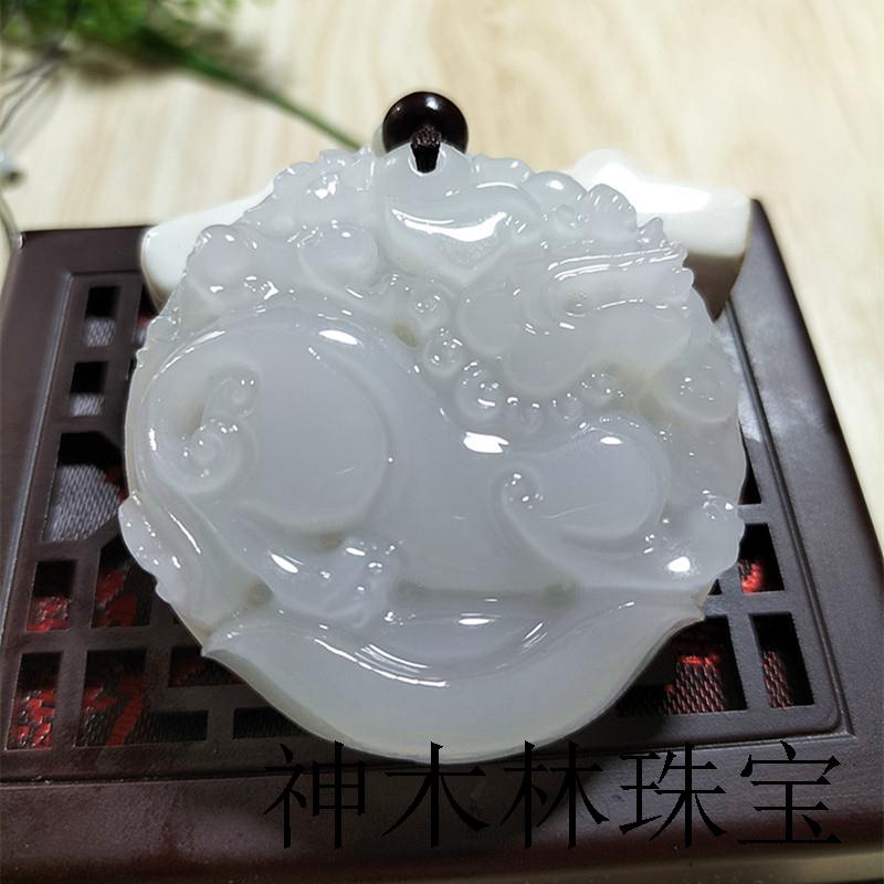 高端和田玉招财进宝麒麟吊坠貔貅元宝玉佩圆型牌精品男女同款项链