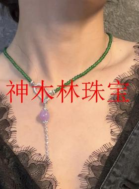 缅甸新中式翡翠色小圆珠子项链轻奢小众设计感新款爆款高级锁骨链