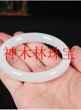 高端精选款新疆和田玉石手镯细条款平安镯羊脂白玉旺夫镯时尚女款