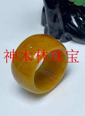 精品高端缅甸翡翠色玉扳指指黄