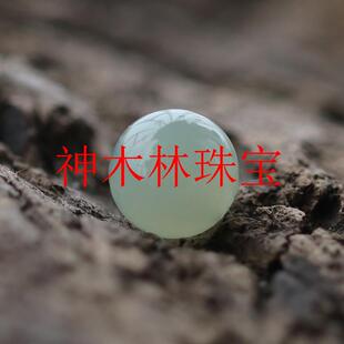 新疆和田玉散珠晴水单珠配珠青白玉湖水绿珠子单颗文玩配件转运珠