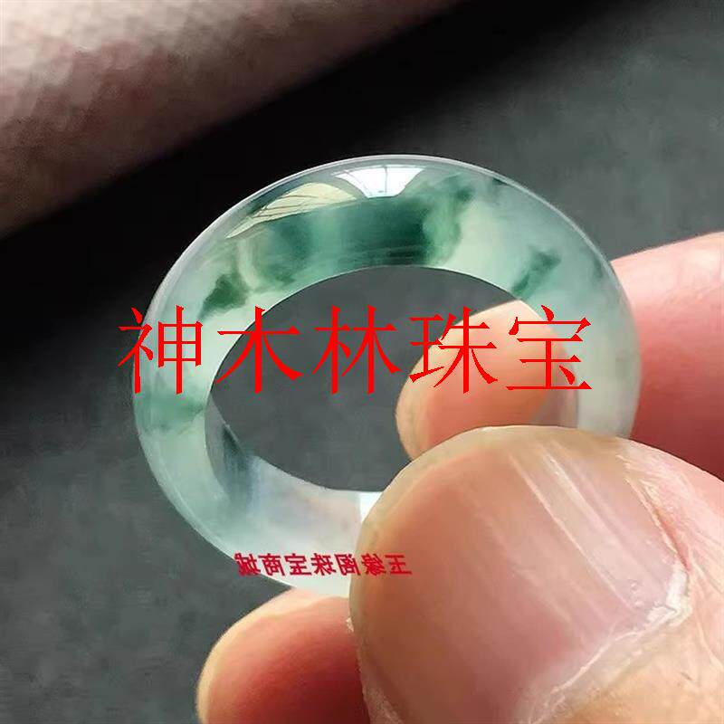 老坑缅甸翡翠色冰种正阳绿戒指飘花玉指环男女款玉石飘绿尾戒吊坠