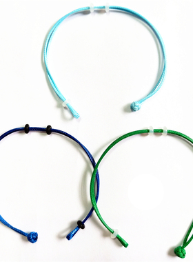 天蓝绿色蜡皮绳手链穿小孔黄金3D硬金转运珠男女本命年手串手绳