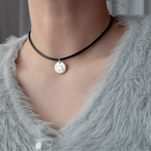 新款足银999生肖圆牌choker颈链