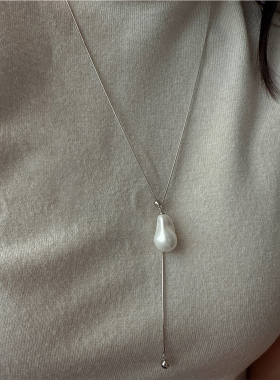 整体S925纯银长款大巴毛衣链轻奢