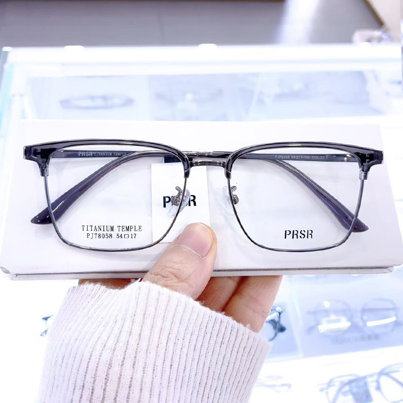 帕莎光学眼镜架透灰商务男士眉线框可配度数近视防蓝光PJ78058
