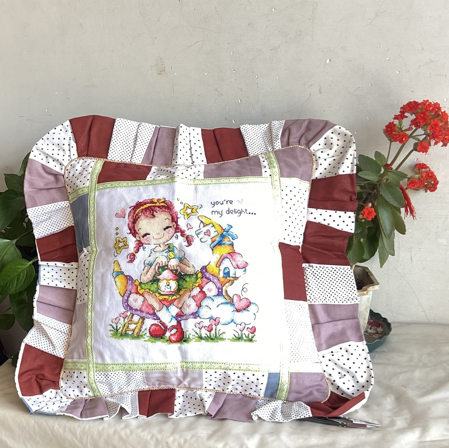 十字绣成品卡通人物动物花草抱枕清新格子花边圆形图清仓特价心形,居家布艺,十字绣成品,淘宝优惠券,粉丝福利购,淘宝优惠卷