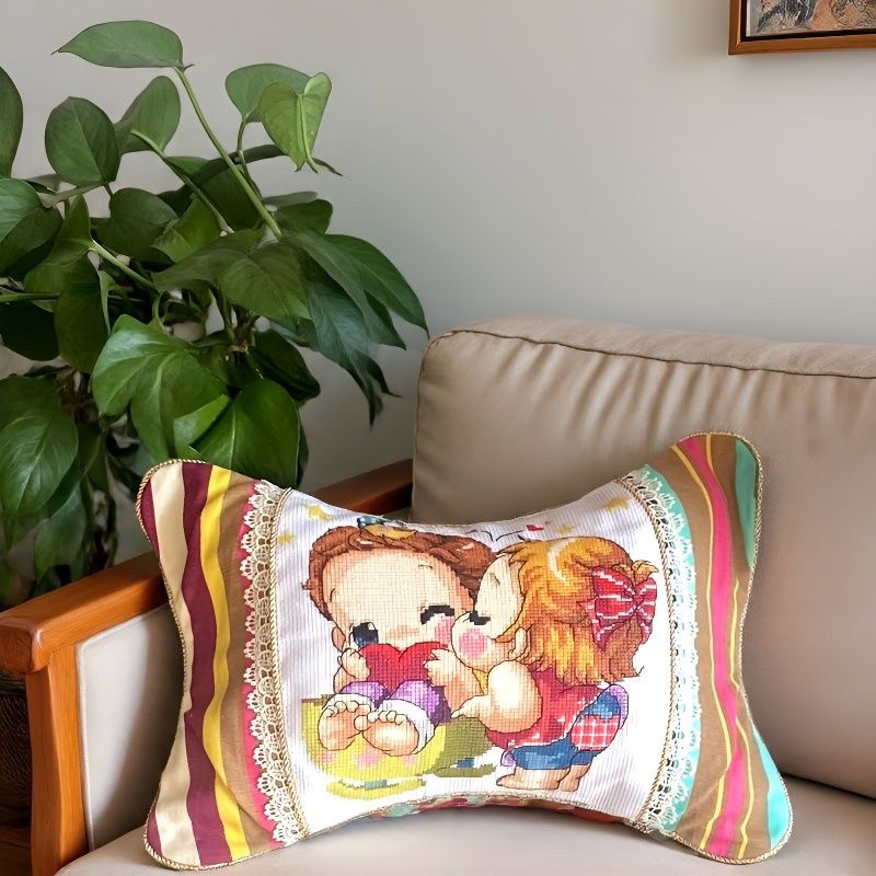 14CT纯手工十字绣成品车颈骨头枕订做卡通情侣现货特价清仓SO人物,居家布艺,十字绣成品,淘宝优惠券,粉丝福利购,淘宝优惠卷