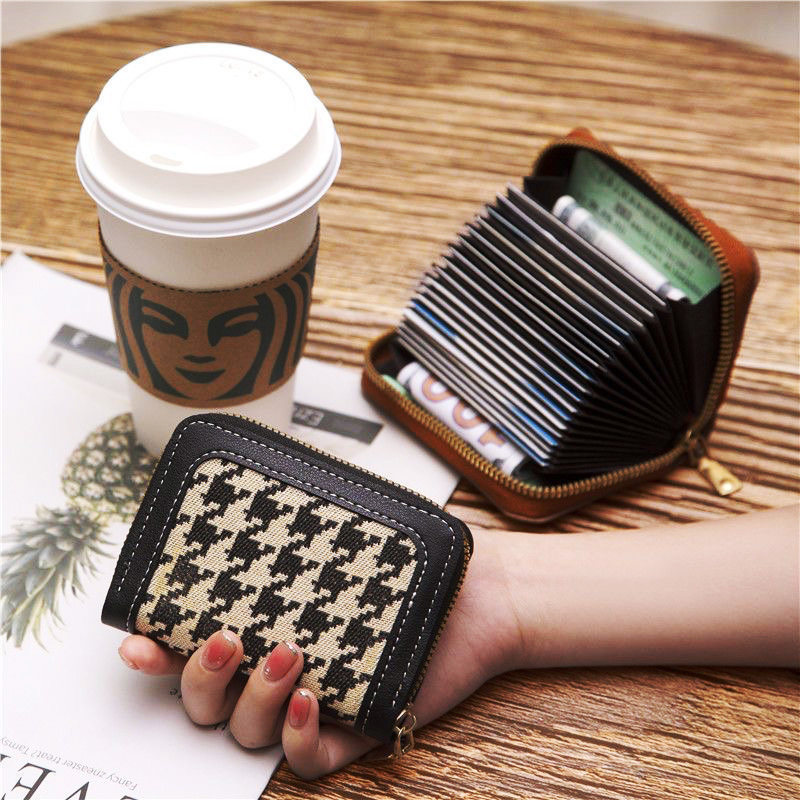 卡包女千鸟格精致高档证件收纳包