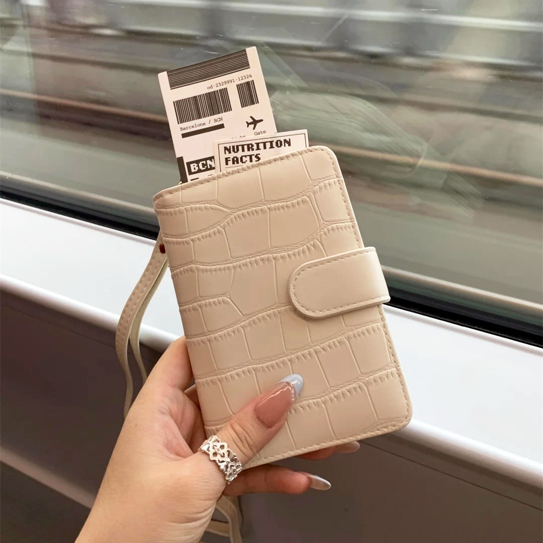 韩系简约ins石头纹多功能护照包