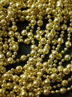 金色地球电镀珠4+8mm 大小间隔连线珠链 婚庆背景装饰门帘珠材料