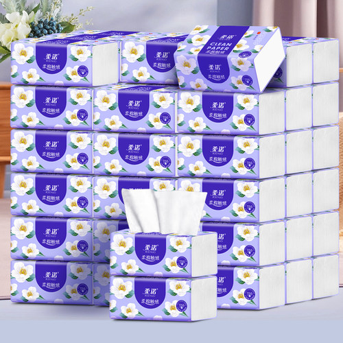 山茶花抽纸批发大包纸巾餐巾纸面巾纸抽家用学生宿舍纸巾囤积装