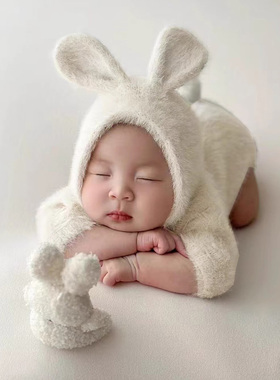 儿童摄影服装新生儿兔子衣服婴儿宝宝满月照拍照服饰影楼照相用品