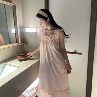 【暗提睡裙】春夏季新款少女睡裙冰丝花边甜美睡衣氛围气质家居服