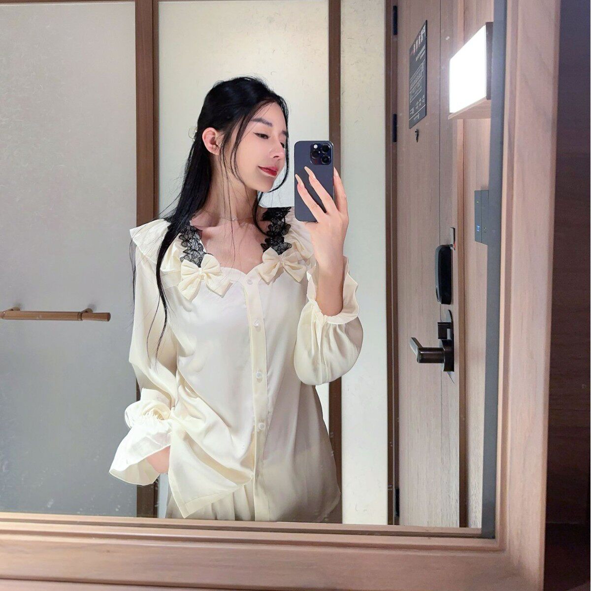 【纯情频率】春秋季睡衣女提花公主风长袖长裤花边睡衣甜美家居服