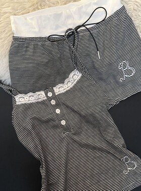 【嗲嗲条纹】ins韩版红色条纹睡衣夏季清凉吊带短裤家居服套装