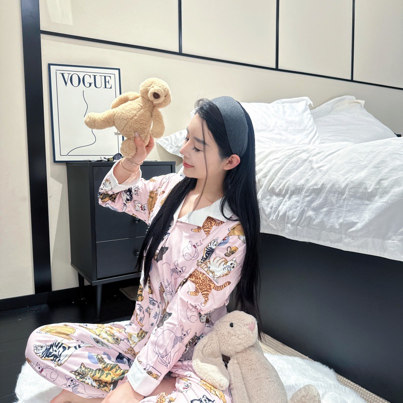 【猫咪梵志】秋冬季保暖德绒睡衣可爱猫咪粉嫩少女睡衣家居服套装