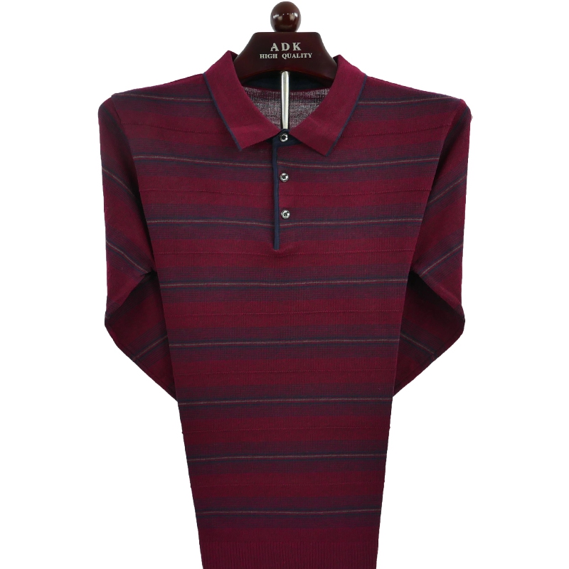 雪豹男士长袖羊毛翻领薄款体恤衫