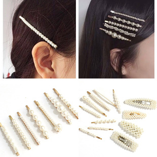网红珍珠甜美百搭珍珠绕线边夹刘海夹后脑勺发卡发饰头饰品女