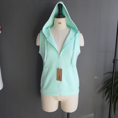 定制款不支持退货  纯棉马甲卫衣女薄款带帽衫无袖运动上衣