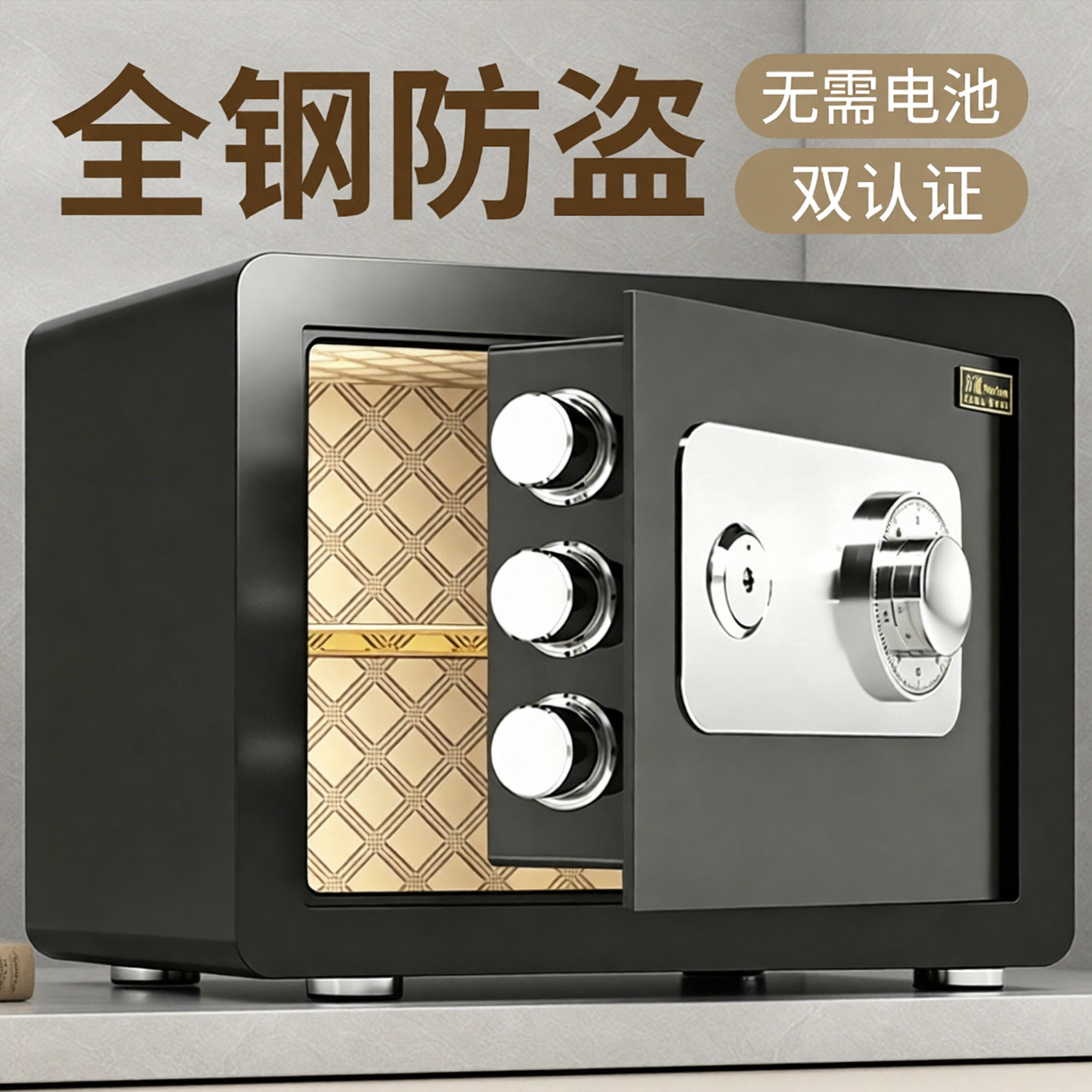 保险柜家用小型全钢防盗嵌入式钥匙机械密码盘双重认证老式保管箱