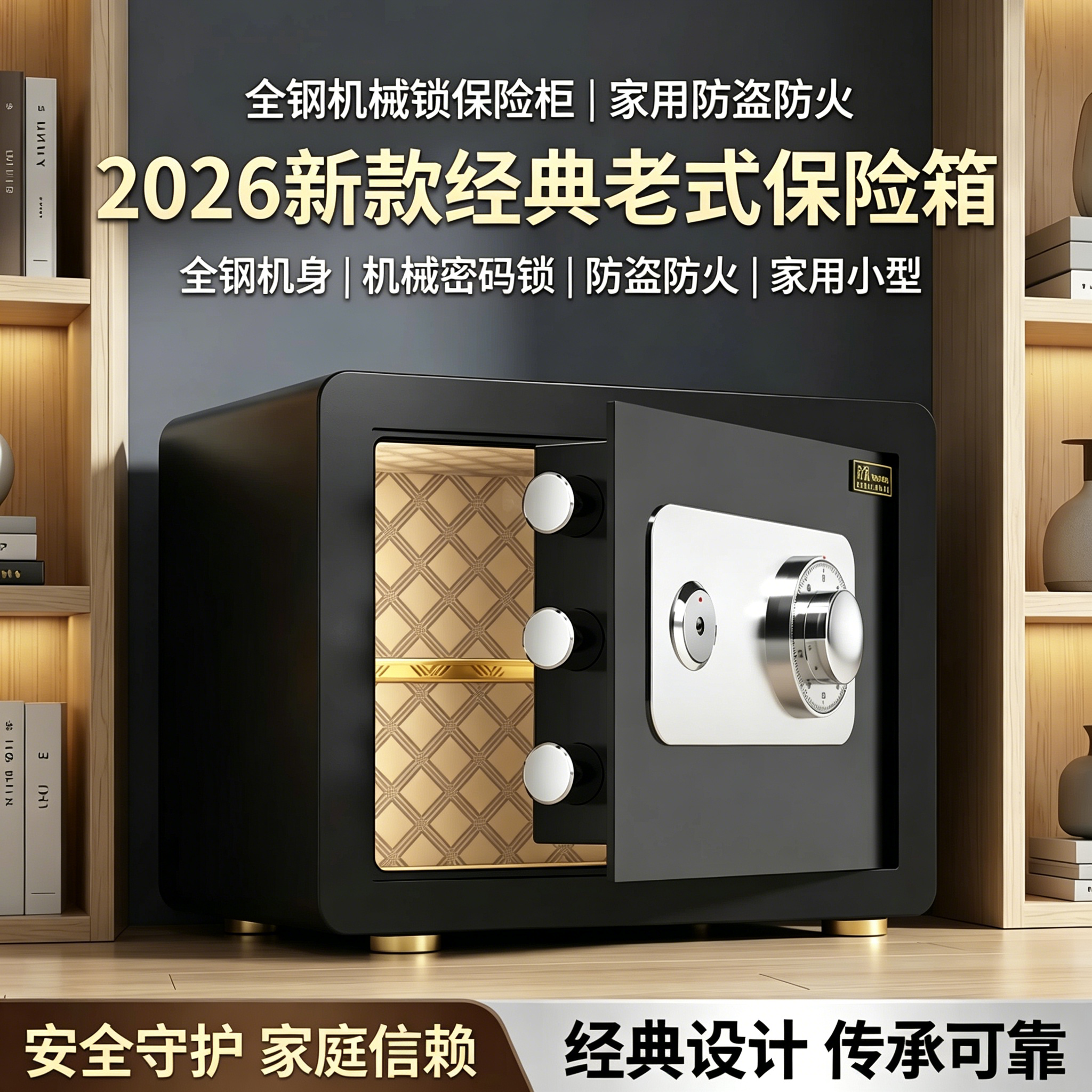 机械锁保险柜家用小型老式保险箱防盗防火家用2026新款全钢保险柜