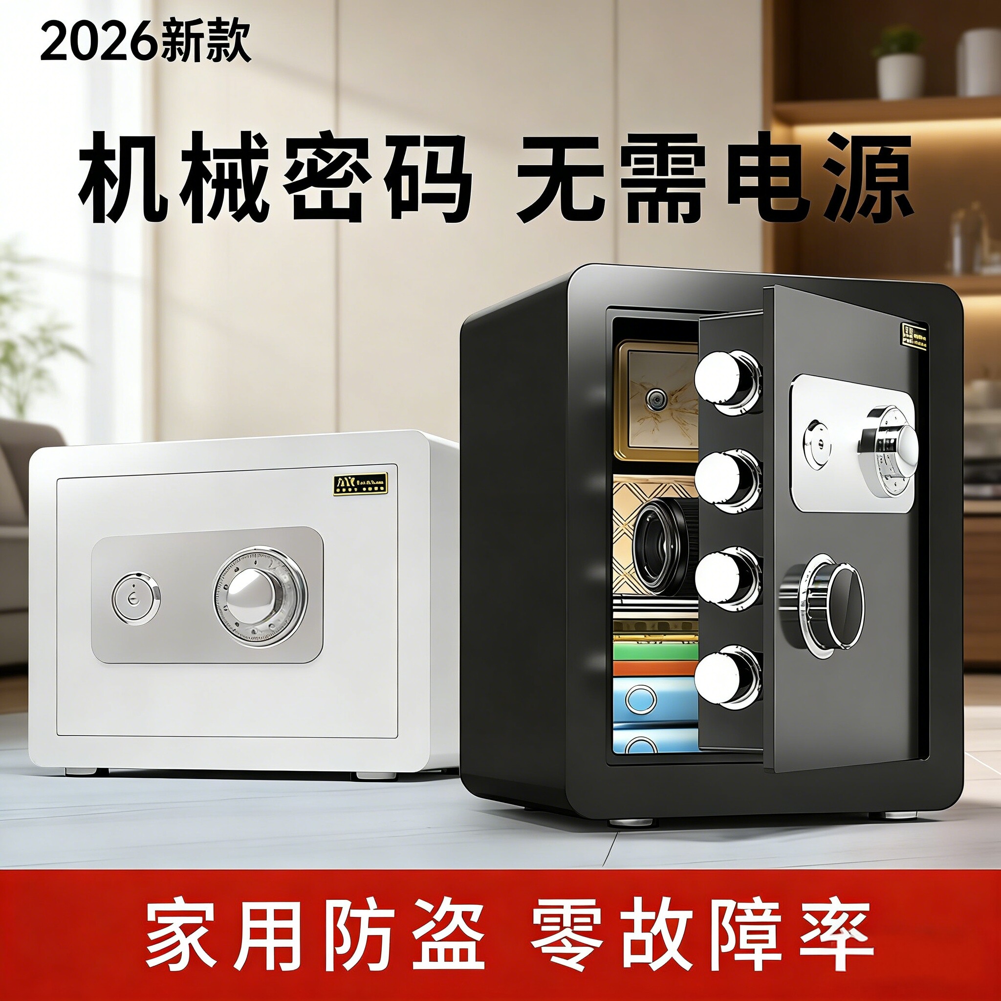 机械锁保险柜家用小型老式保险箱防盗防火家用2026新款全钢保险柜