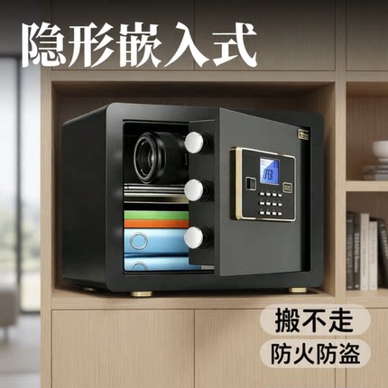 家用保险柜小型防盗防火固定隐藏25CM防盗床头卧室嵌入家庭保险箱