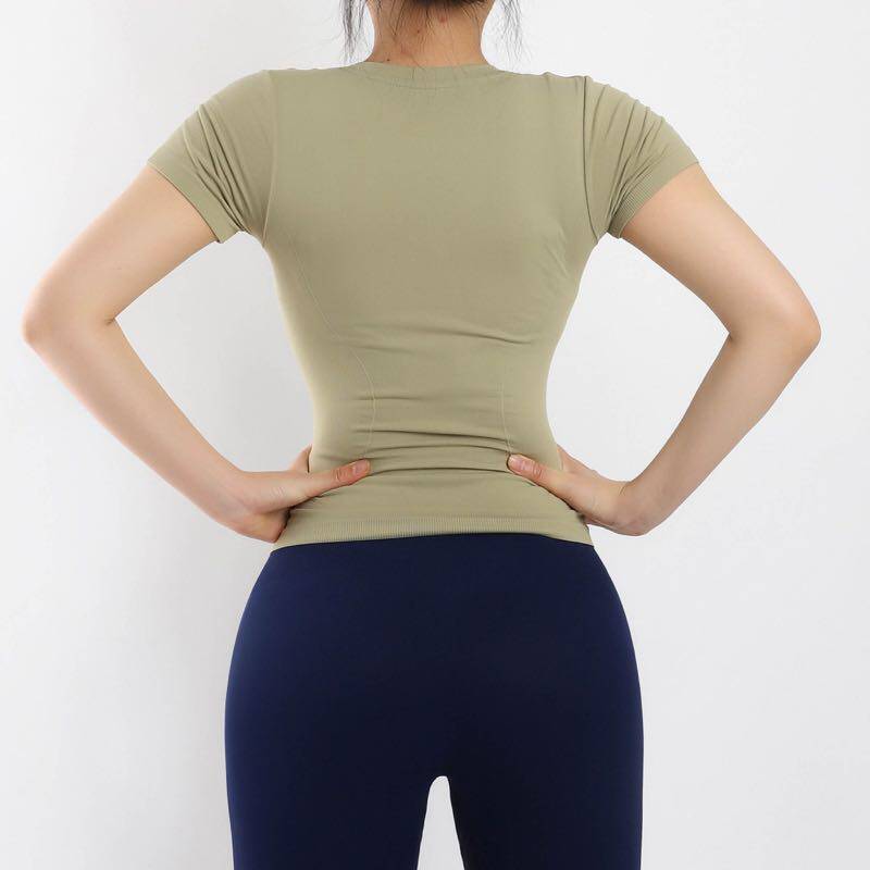 REYNA SKINNY SPORTS SHORT SLEEVE WOMENS SEXY SLIM LETTER-PRINT SPORTS RUNNING QUICK DRY YOGA FITNESS T-SHIRT