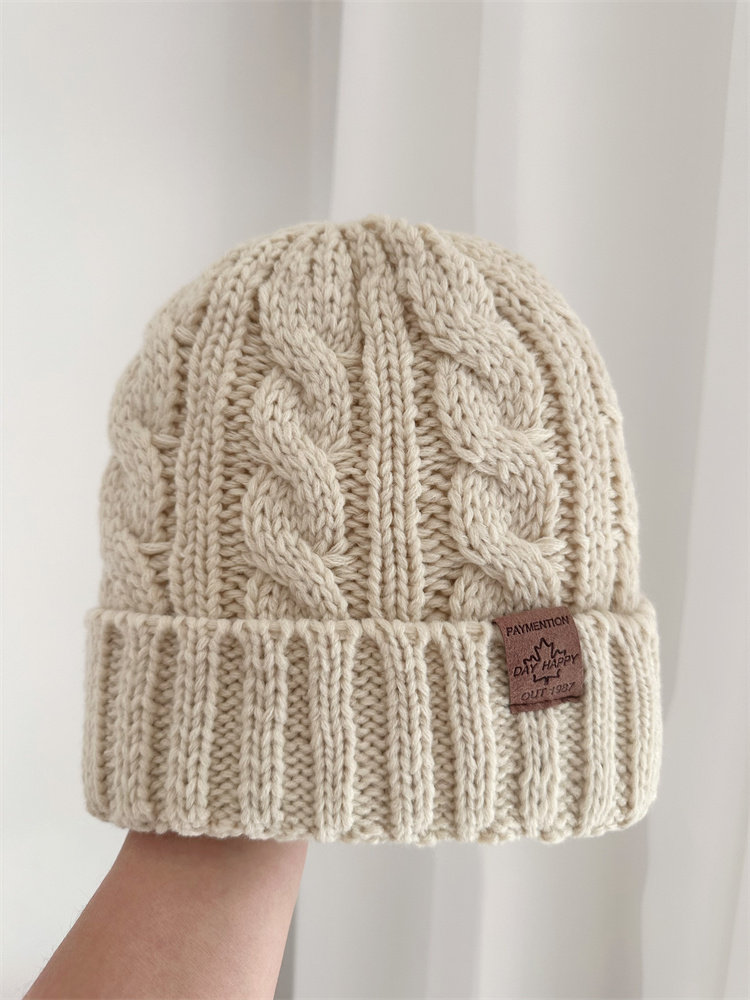 毛线帽女冬天韩版休闲保暖加绒麻花针织帽加厚防风护耳百搭冷帽男