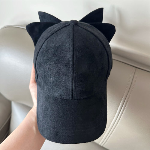 秋季新款麂皮大蝴蝶结鸭舌帽百搭