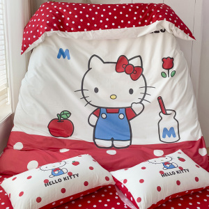 卡通大版hello kitty四件套全棉纯棉2024新款公主风夏季儿童女孩