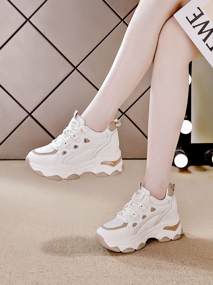 老爹鞋女款2024新款春季爆款内增高女鞋厚底休闲运动鞋真皮小白鞋