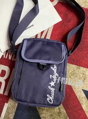 正品CONVERSE/匡威 酒红色刺绣logo深紫色Chuck Taylor单肩斜挎包