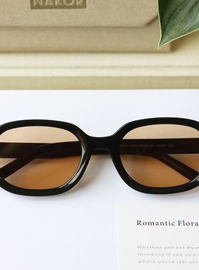 小红书黑框茶色墨镜女2024新款高级感ins网红素颜板材太阳镜男潮