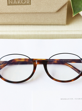 复古英伦下半框椭圆小框玳瑁书呆子眼镜框可配近视度数女