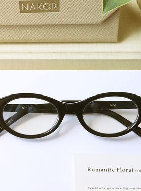 高级版书呆子眼镜 ins厚框猫眼镜框椭圆形眼镜 近视粗框板材遮脸