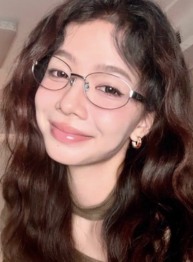 轻奢老钱风半钛椭圆框近视眼镜女可配度数超轻防蓝光素颜镜