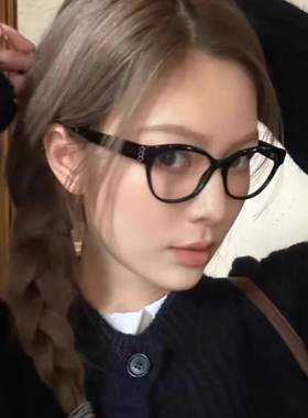 复古小香风猫眼近视眼镜女可配度数猫眼镜框高智感显脸小素颜神器