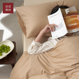 ins奶油风纯色四件套100纯棉全棉磨毛加厚不起球不掉毛床笠三件套